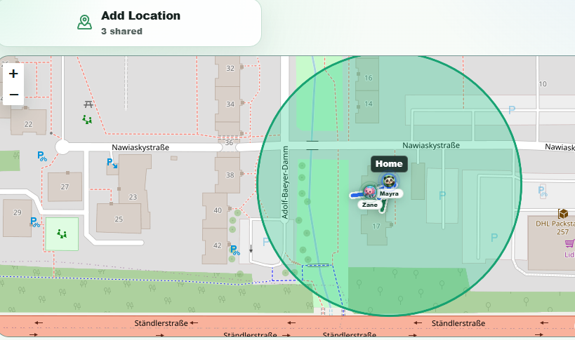 Family locator map preview